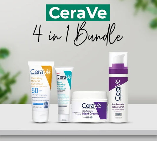 CeraVe 4-in-1 Skincare Kit | Night Cream, Sunblock, Cleanser & Serum for Radiant Skin