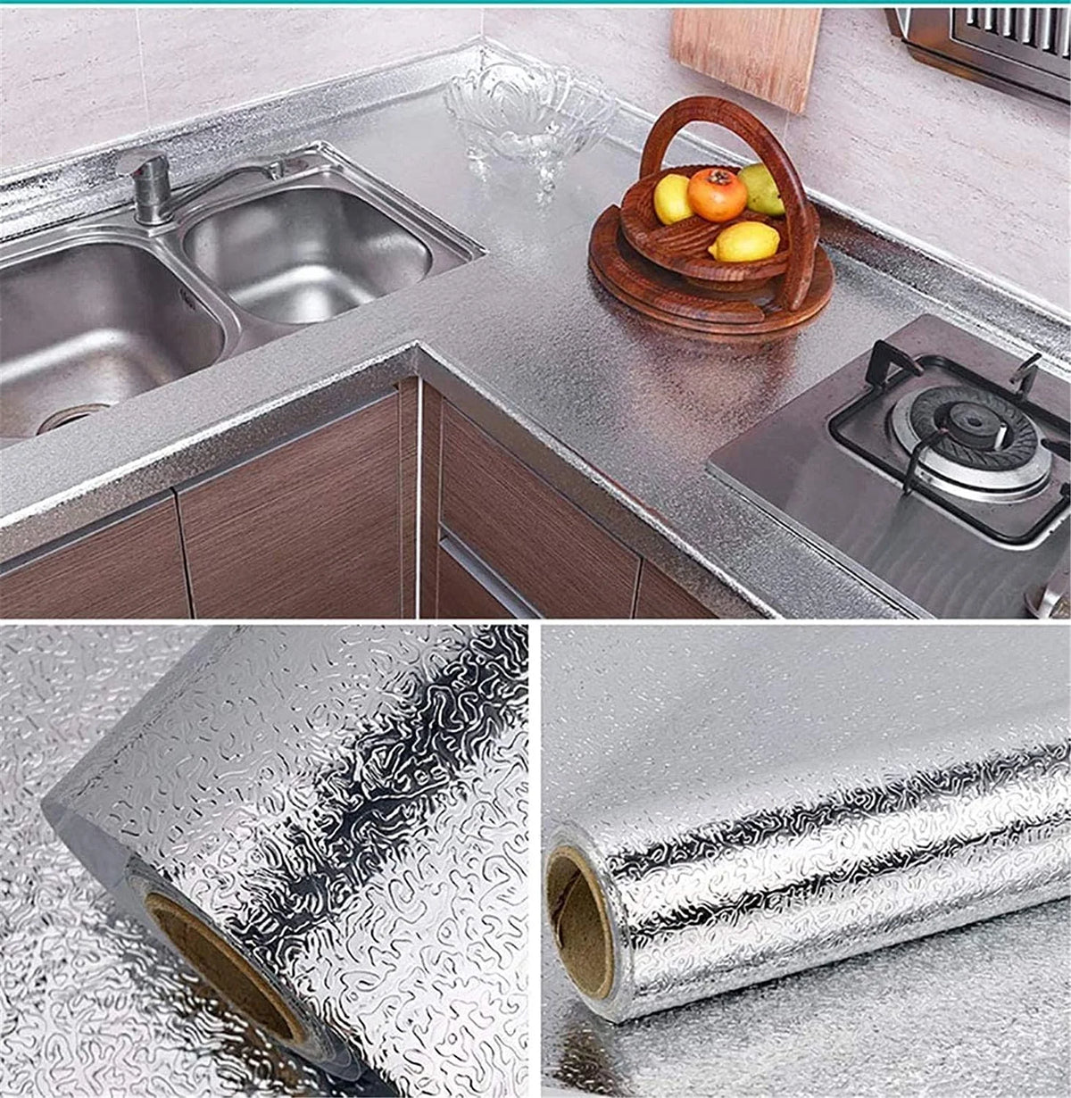 Aluminum Kitchen Sticker | Oilproof Foil Sheet (60×200cm)