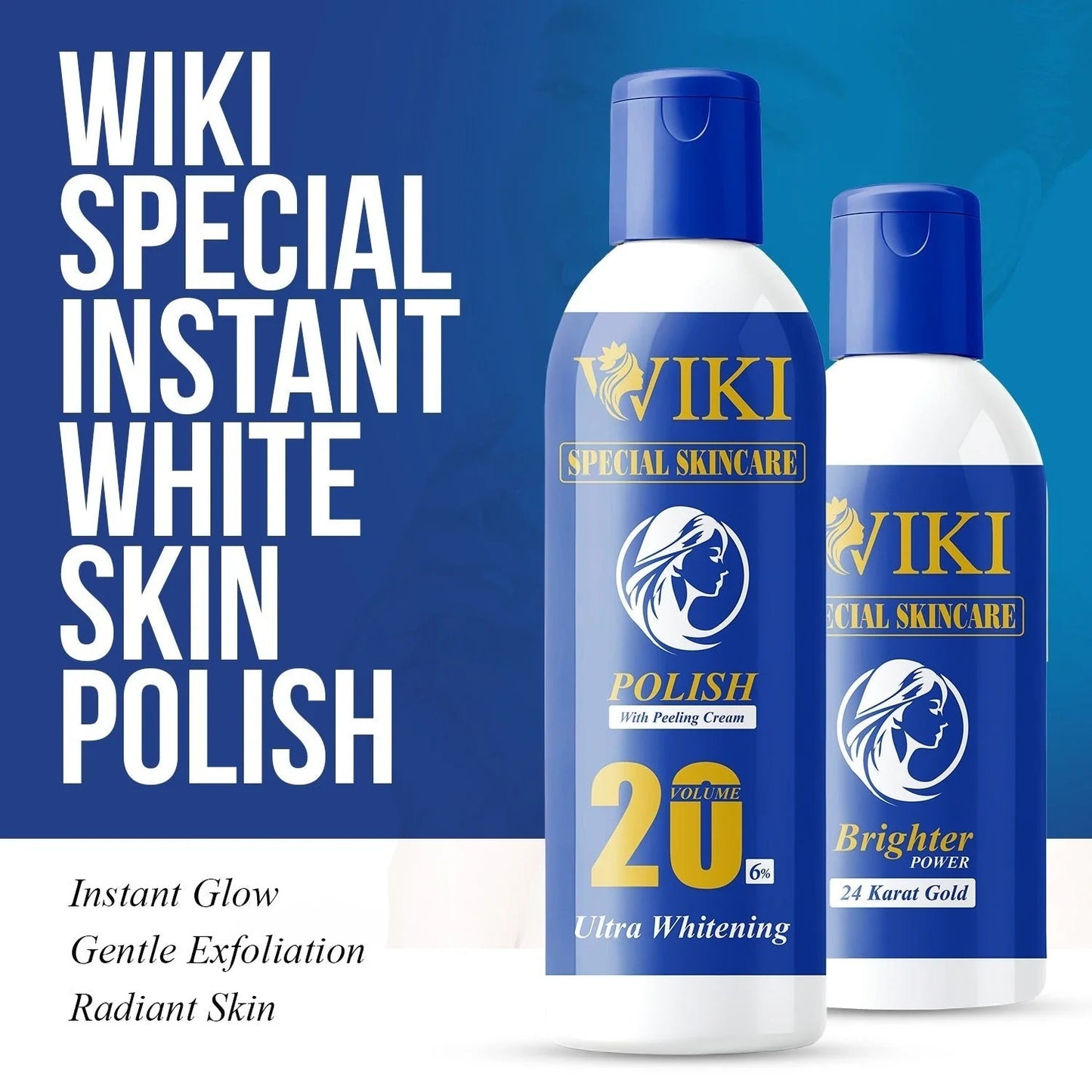 WIKI Special Skin Care Polish With Peeling Cream 200ml & 24K Gold Brighter Powder 100ml – Ultra Whitening Formula