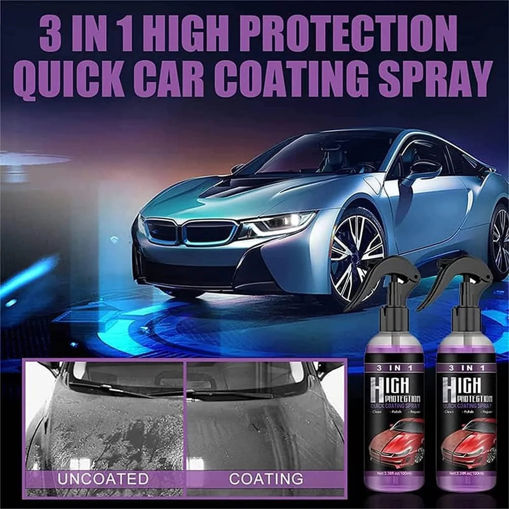 “3-in-1 Ceramic Car Coating Spray | Wax & Plastic Restorer”
