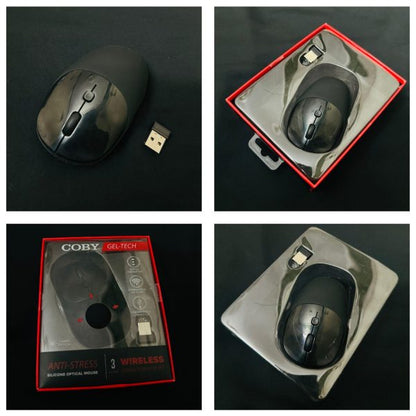 Coby Gel-Tech Wireless Optical Mouse – Anti-Stress Silicone 3-Button Laser Mouse for Laptop & PC (9ft Range)